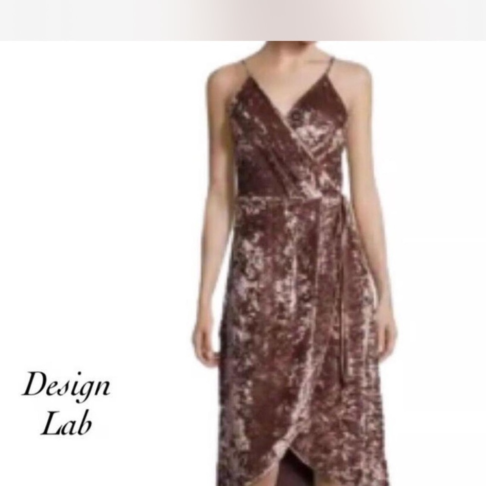 Design Lab Lord & Taylor Asymmetrical Velvet Dress in Mocha